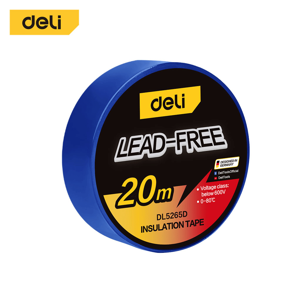 เทปพันสายไฟ DELI EDL5265D-BL-01 20ม. สีฟ้า_0